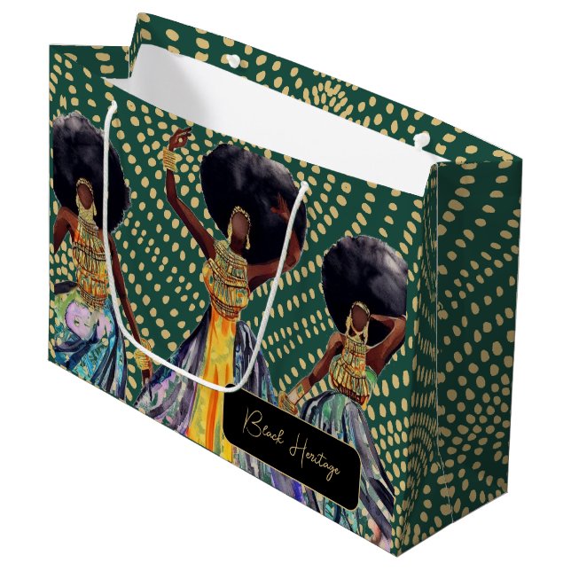 Celebrating Black Heritage personalized Large Gift Bag (Front Angled)