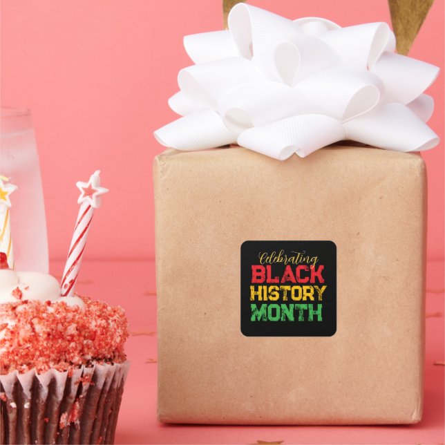 Celebrating Black History Month Personalized Square Sticker (Party)