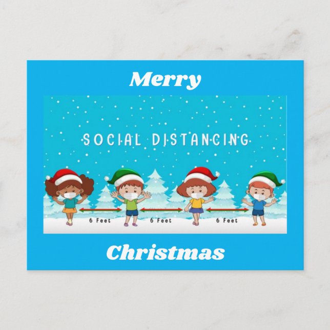 Celebrating Christmas With Social Distancing Postcard (Front)