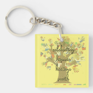 Celebrating Flags Hispanic Heritage Month Keychain