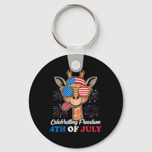 Celebrating Freedom 4th Of July Usa Flag Patriotic Keychain