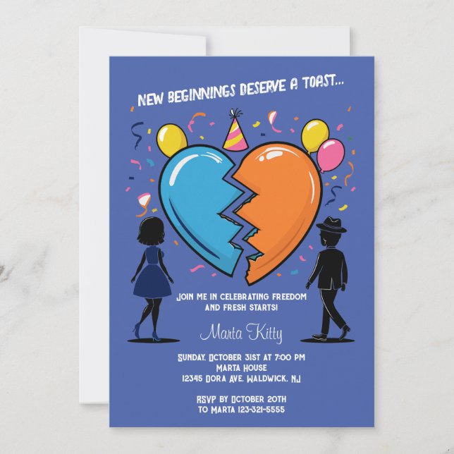 Celebrating freedom and fresh starts - Divorce Invitation (Front)
