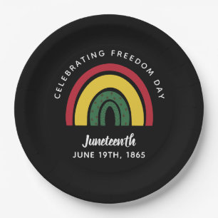 Celebrating Freedom Day Juneteenth 1895 Rainbow Paper Plate