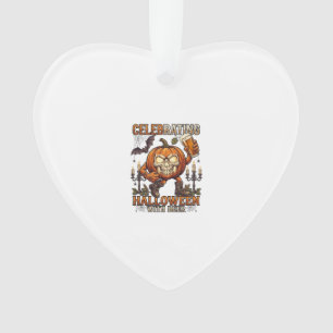 Celebrating Halloween Beer Skull Pumpkin Bat Candl Ornament