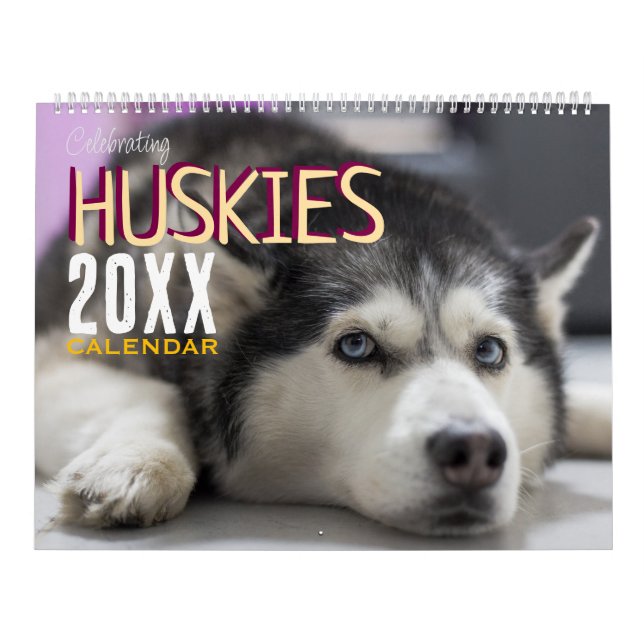 Celebrating Huskies Dog Wall Calendar 2026  (Cover)