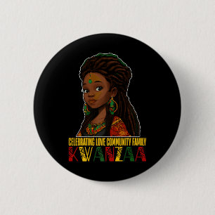 Celebrating Kwanzaa Kinara Principles Candles Afri 2 Inch Round Button