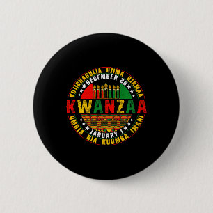 Celebrating Kwanzaa Kinara Principles Candles Pan  2 Inch Round Button