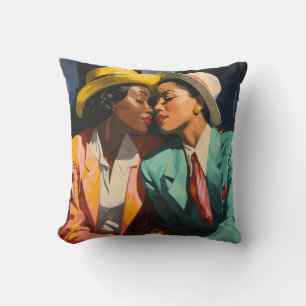 Celebrating Lesbian Black Women Throw Pillow