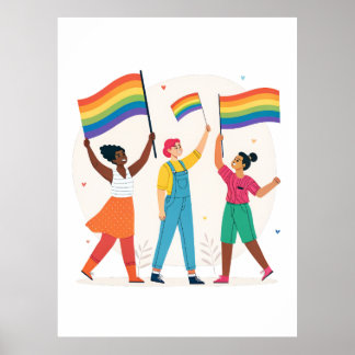 Celebrating LGBTQIA+ Unity with Pride Flags Poster