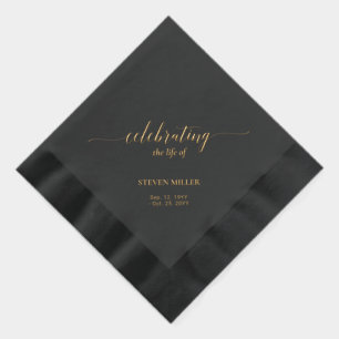 Celebrating Life   Elegant Script Memorial Funeral Foil Napkins
