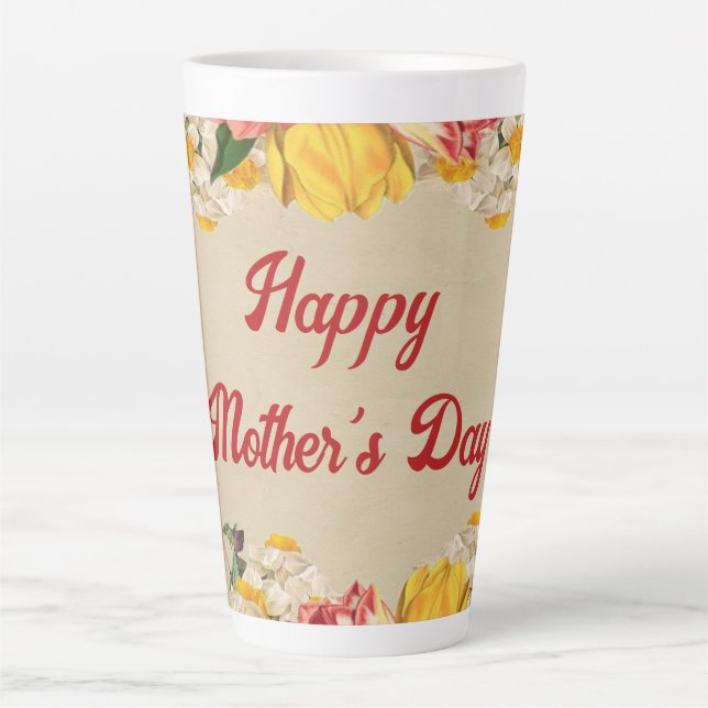 Celebrating Mother's Day 2024 with Bright Floral  Latte Mug (Front)