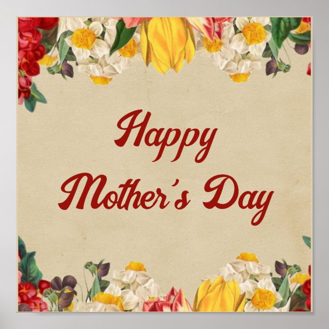 Celebrating Mother's Day 2024 with Bright Floral  Poster (Front)