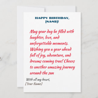 Celebrating [Name]'s Day with Joyful Wishes Invitation