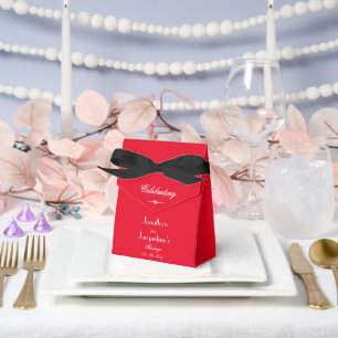 Celebrating Names Engagement Party Red & White Favor Box