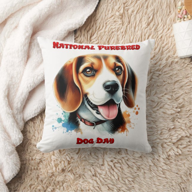 Celebrating National Purebred Dog Day With Beagle Throw Pillow (Blanket)