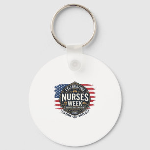 Celebrating Nurses Week 2026 Patriotic Vintage Des Keychain