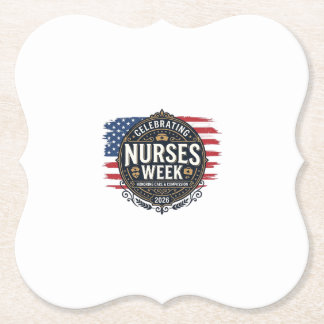 Celebrating Nurses Week 2026 Patriotic Vintage Des Paper Coaster