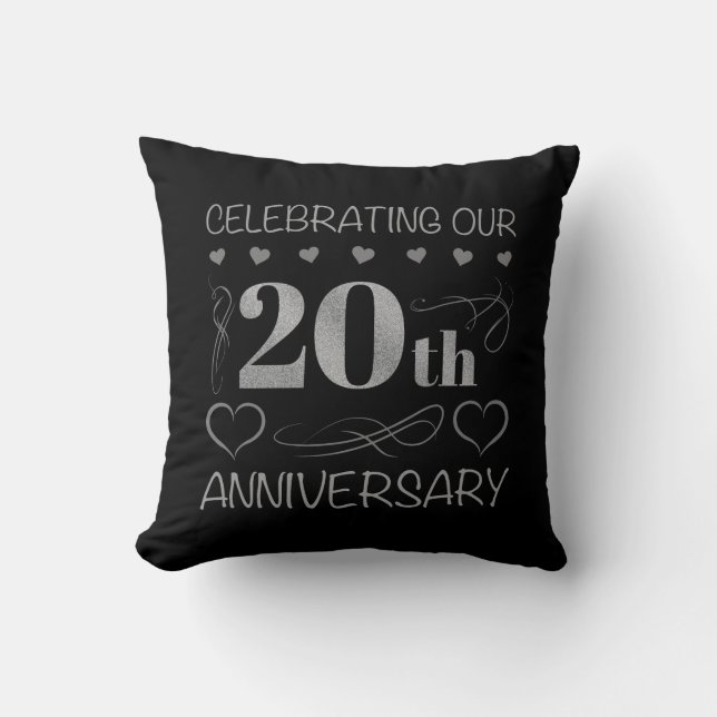 Celebrating Our 20th Anniversary Throw Pillow (Front)