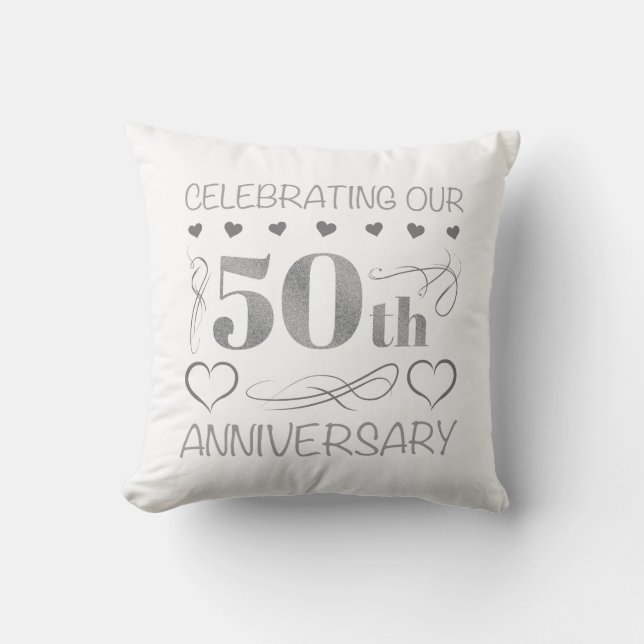 Celebrating Our 50th Anniversary Throw Pillow (Front)