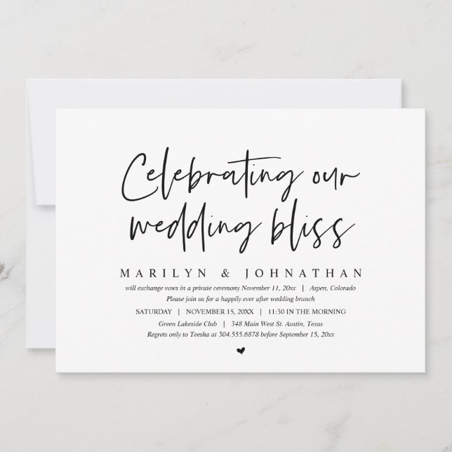 Celebrating Our Wedding Bliss, Elopement Brunch Invitation (Front)