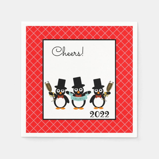 Celebrating Penguins Paper Napkin (Front)