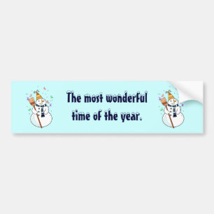 Celebrating Snowman Bumper Sticker