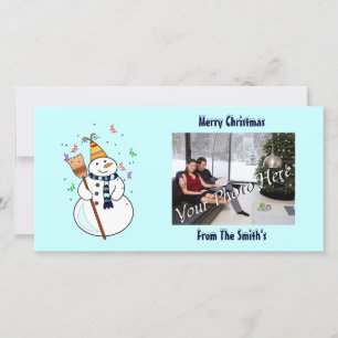 Celebrating Snowman Holiday Card