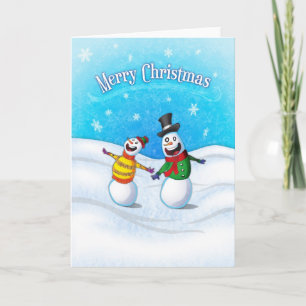 Celebrating Snowman Merry Christmas Card