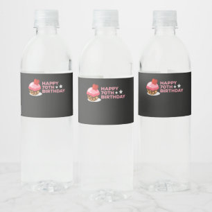 celebrating the 70th birthday design with cake water bottle label