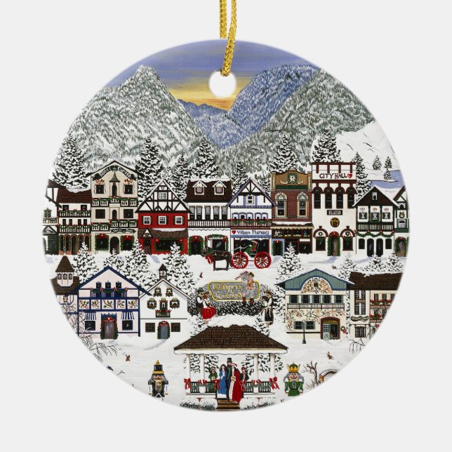 Celebrating the Holidays in Leavenworth Ceramic Ornament (Front)