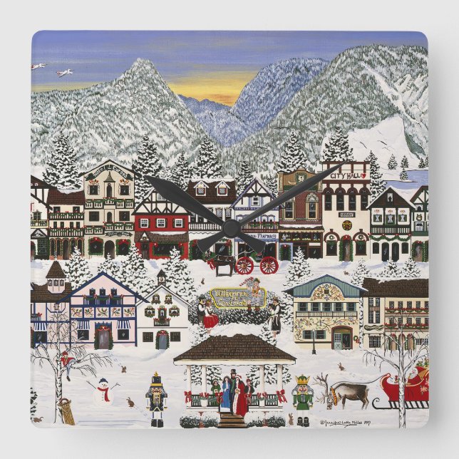 Celebrating the Holidays in Leavenworth Square Wall Clock (Front)
