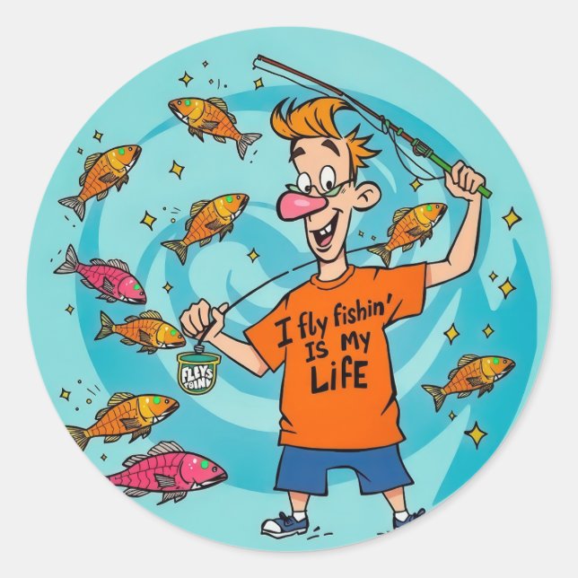 Celebrating the Joy of Fly Fishing Classic Round Sticker (Front)