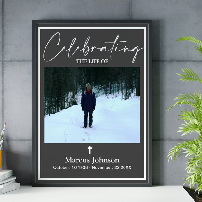 Celebrating the life 18x24 Dark Grey Funeral  Post Poster (Creator Uploaded)