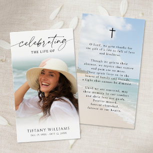 Celebrating the Life Beach Photo Prayer Card
