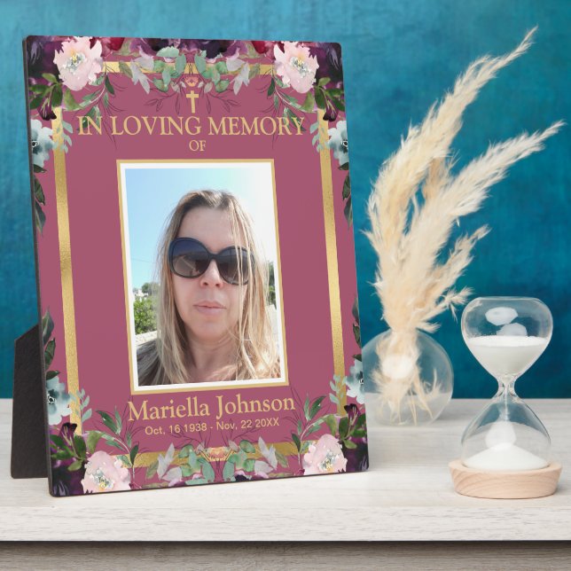 Celebrating the life Floral Funeral  Poster Plaque (Side)