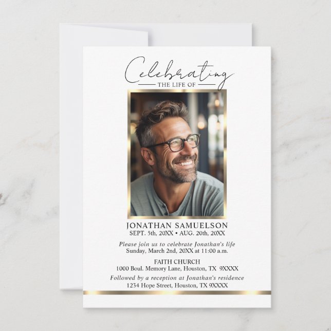 Celebrating the life Gold Thank you + POEM Card (Front)