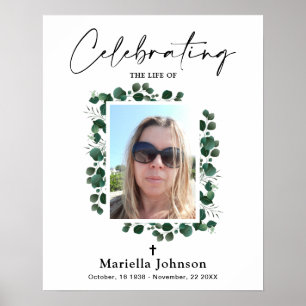 Celebrating the life Greenery Funeral Poster