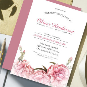 Celebrating the life of Floral Funeral  Invitation