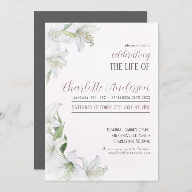 Celebrating the life of Funeral Invitation (Front/Back)