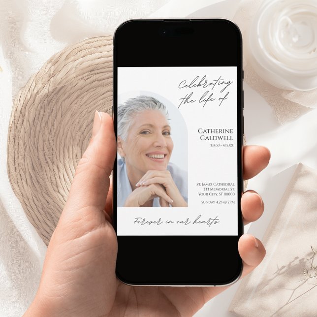 Celebrating The Life Of Minimalist Arch Photo Invitation (Celebrating The Life Of Minimalist Arch Photo Invitation)