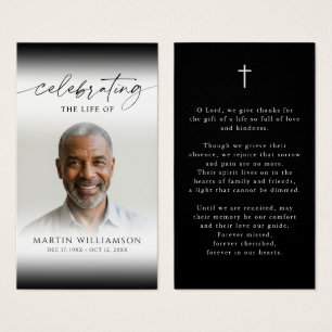 Celebrating the Life of Photo Elegant Prayer Card