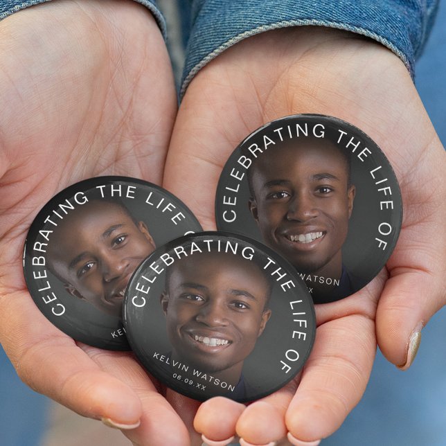 Celebrating The Life Of | Photo Memorial Funeral 3 Inch Round Button (Creator Uploaded)
