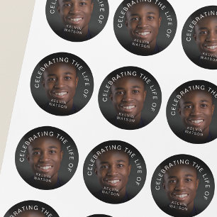 Celebrating The Life Of   Photo Memorial Funeral Classic Round Sticker