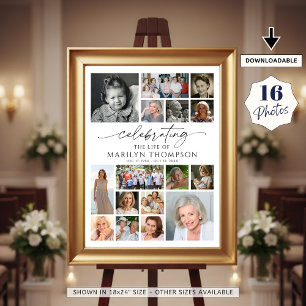 Celebrating the Life Photo Collage Modern Memorial Poster