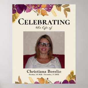 Celebrating the life Photo Floral Woman Funeral  Poster