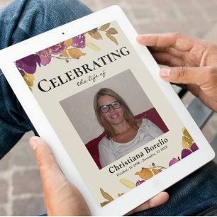 Celebrating the life Photo Floral Woman Funeral Poster