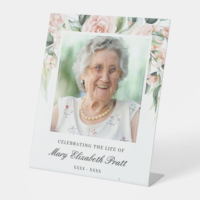Celebrating the Life Photo Funeral Welcome Pedestal Sign (Front)
