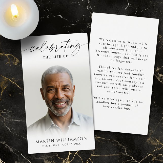 Celebrating the Life Photo Modern Prayer Card (Creator Uploaded)