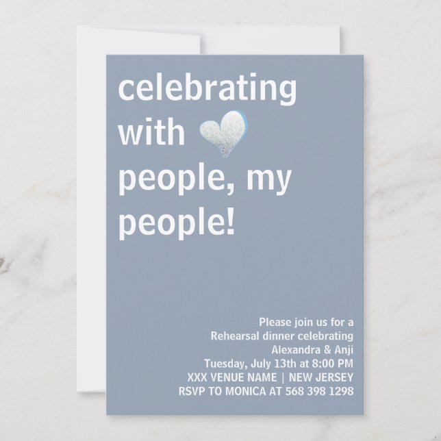 Celebrating With People My People Rehearsal Dinner Invitation (Front)