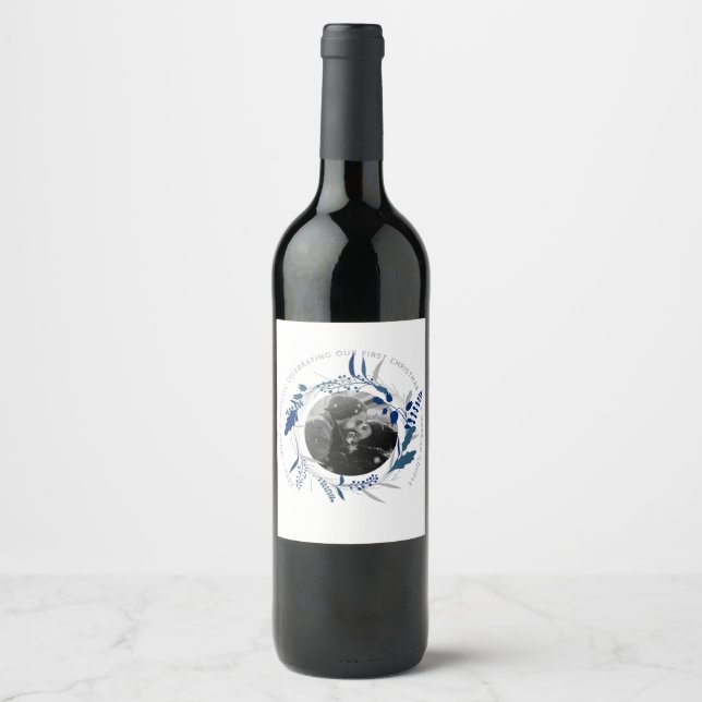 Celebration 1st Year MARRIED Anniversary PHOTO Wine Label (Front)